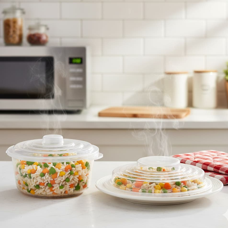 Conjunto Microondas Panela de Arroz + Tampa Protetora Anti Respingos Premium BPA Free - Kit 2 Peças.