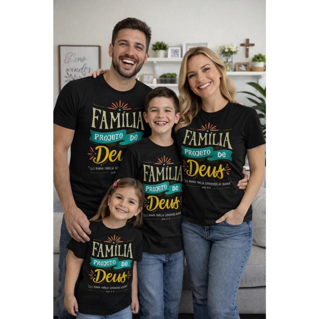 Camiseta Família Projeto De Deus Estampada Religiosa 100% Algodão Unissex Envio Rapido