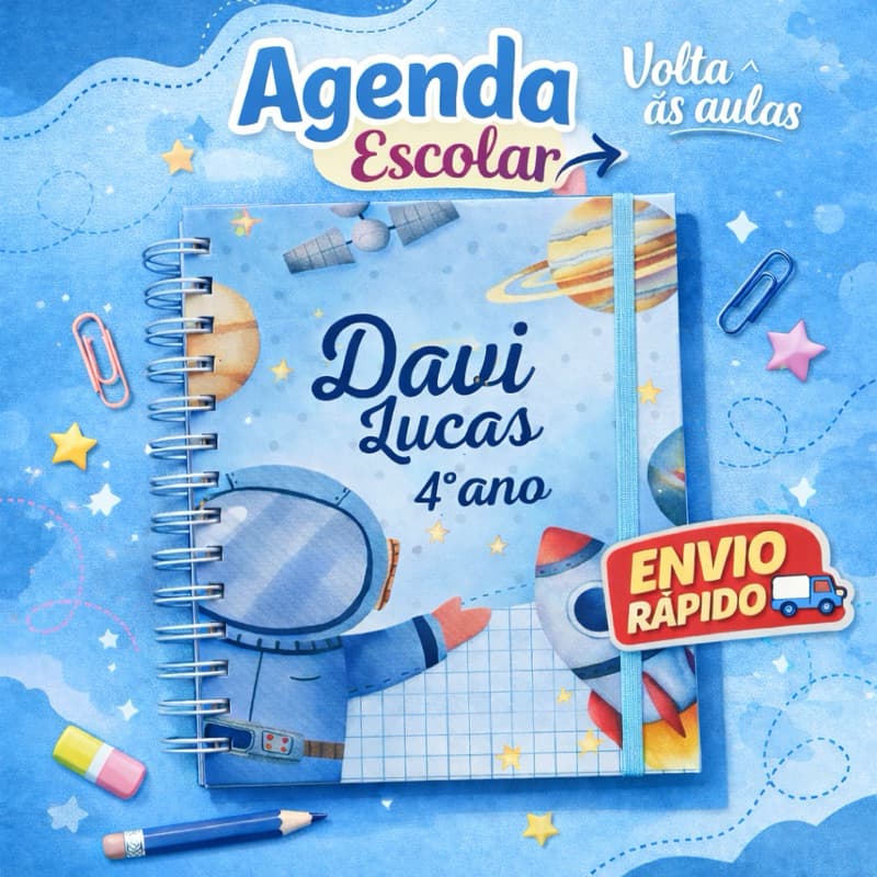 Agenda Escolar 2026 Personalizada | Nome na Capa | Capa Dura Premium | Envio Rápido