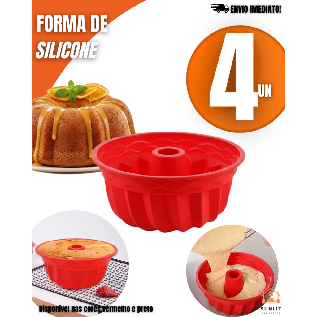 Forma de Silicone para Assar Bolo Resistente ao Calor Usar na Air Fryer e Forno Tamanho 21,5X8,5 Cm