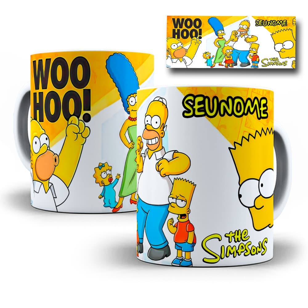Caneca Porcelna Simpsons Personalizada Com Seu Nome