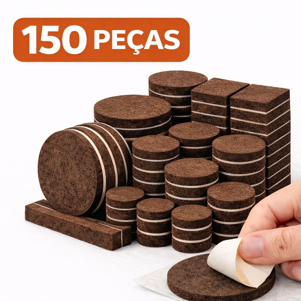 Kit 150 Peças Protetores de Feltro para Móveis Autoadesivo Antirrisco