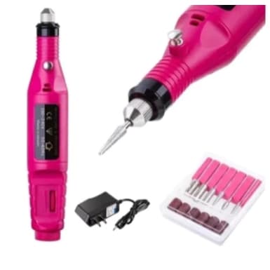 Lixa Rosinha Caneta Lixadeira Motor Unha Elétrica Profissional Bivolt Rosa