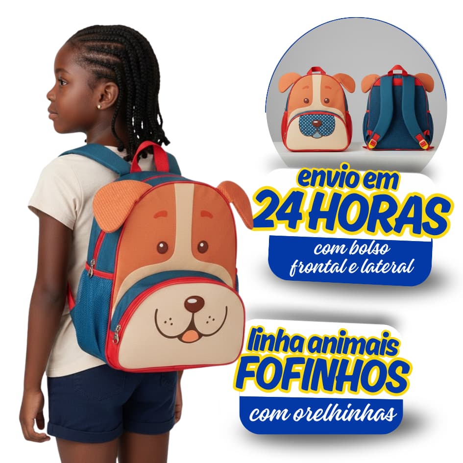 Mochila Infantil Animais Skip Zoo Clio Pets - Cachorro Vermelho 2025