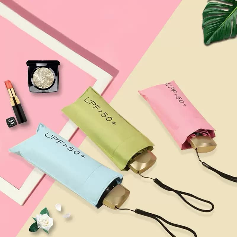Mini Guarda-chuva De Bolso Ultraleve 5 Dobras portátil Dobrável Proteção UV SOL Dupla Utilização