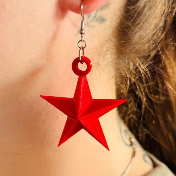 Brinco Estrela 3D Puffy – Carnaval, festas várias cores impressão 3D