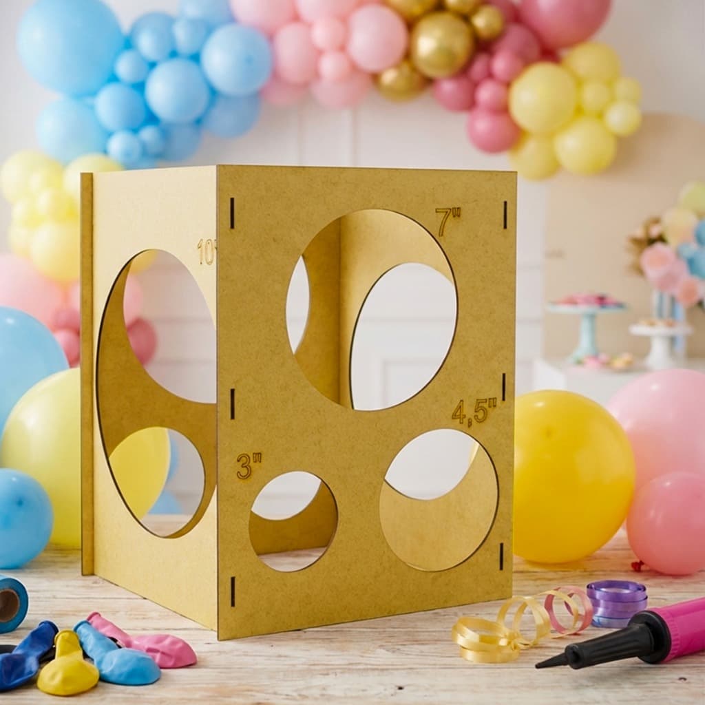 Medidor De Balões Caixa Mdf Vários Tamanhos Decoração Festas e Aniversários