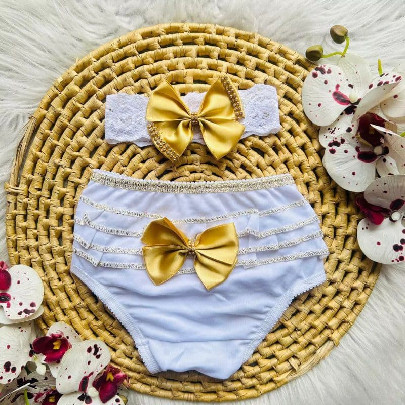 3 Kit Calcinha Baby Bunda Rica com Faixa 4 a 12 meses