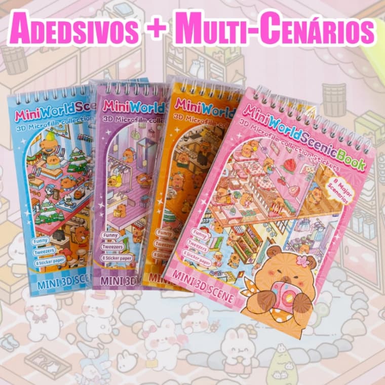 Kit Livro com Cenários para Decorar com Adesivos Mini Adesivo Decorativo ENWEI TikTok sketchbook