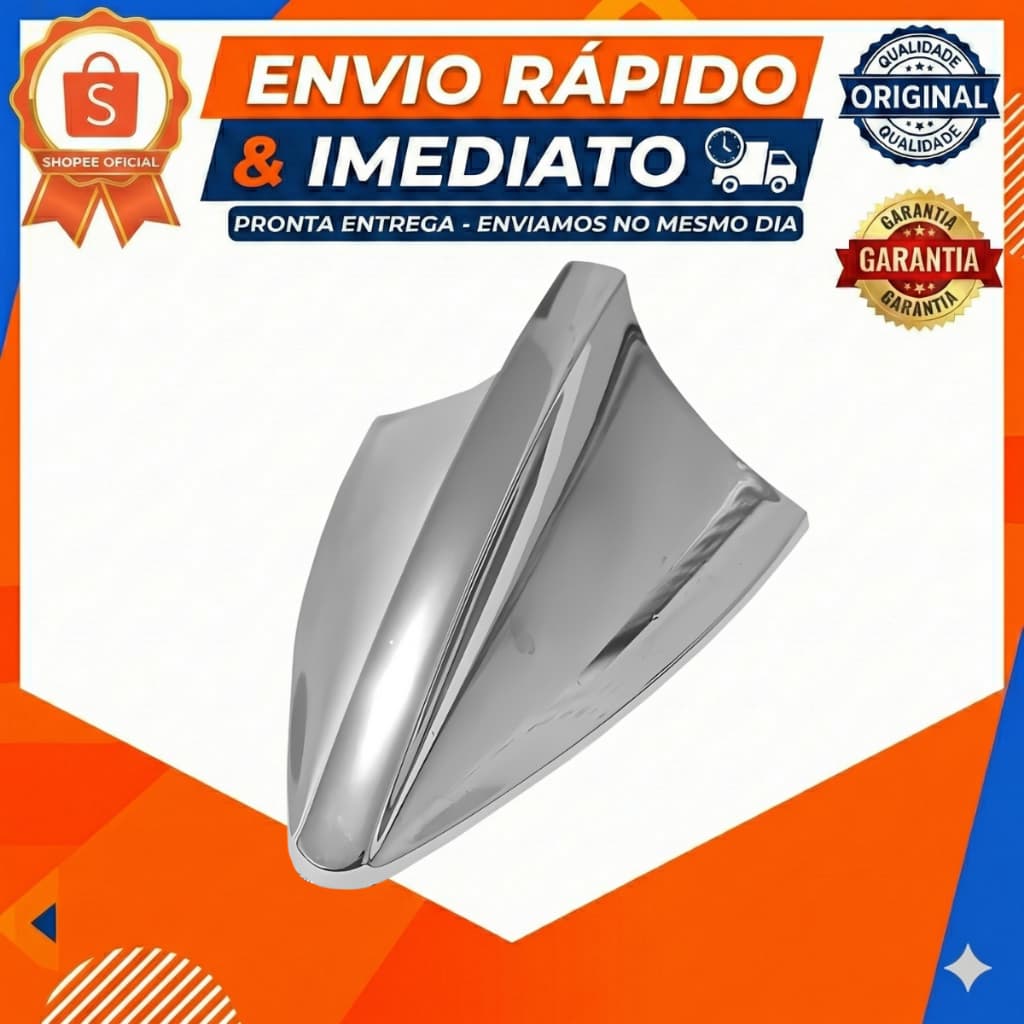Antena Tubarão Shark  Decorativa Cromada Compatível com diversos modelos Carros