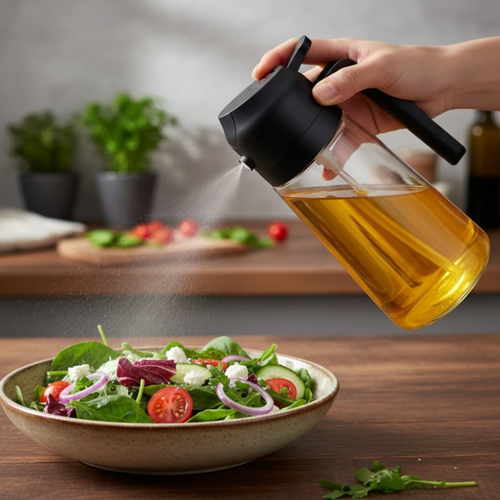 Spray de Azeite 2 em 1 Porta Vinagre Dispenser de Óleo Condimentos e Temperos Casa e Cozinha