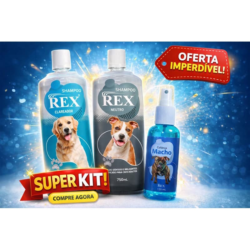 Kit Shampoo Rex Pet 750ml (2 Unidades) + Colônia Perfume para Cães | Limpeza, Brilho e Perfume Duradouro