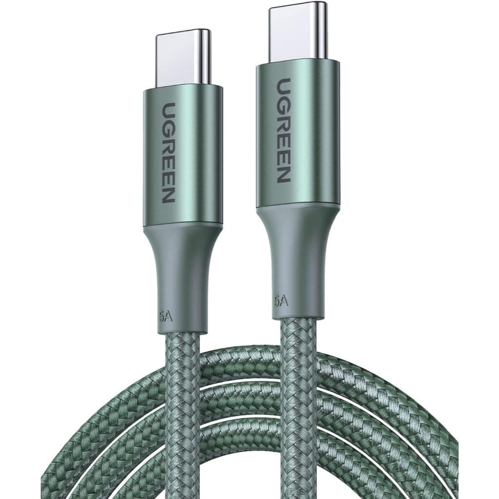 UGREEN Cabo USB C Carregamento Rápido 100W 20V 5A, (2M, Verde) Compatível Galaxy S25 S24 S23 Tab S11 Ultra DELL XPS, HP