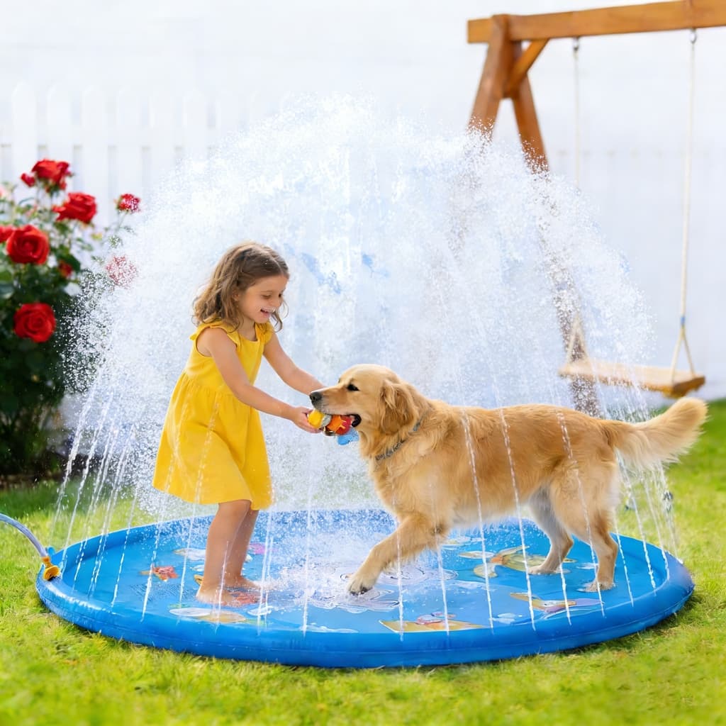 Piscina Inflável Impressa Splash Pad Sprinkler Esteira Aspersor 170cm Brinquedos Infantil