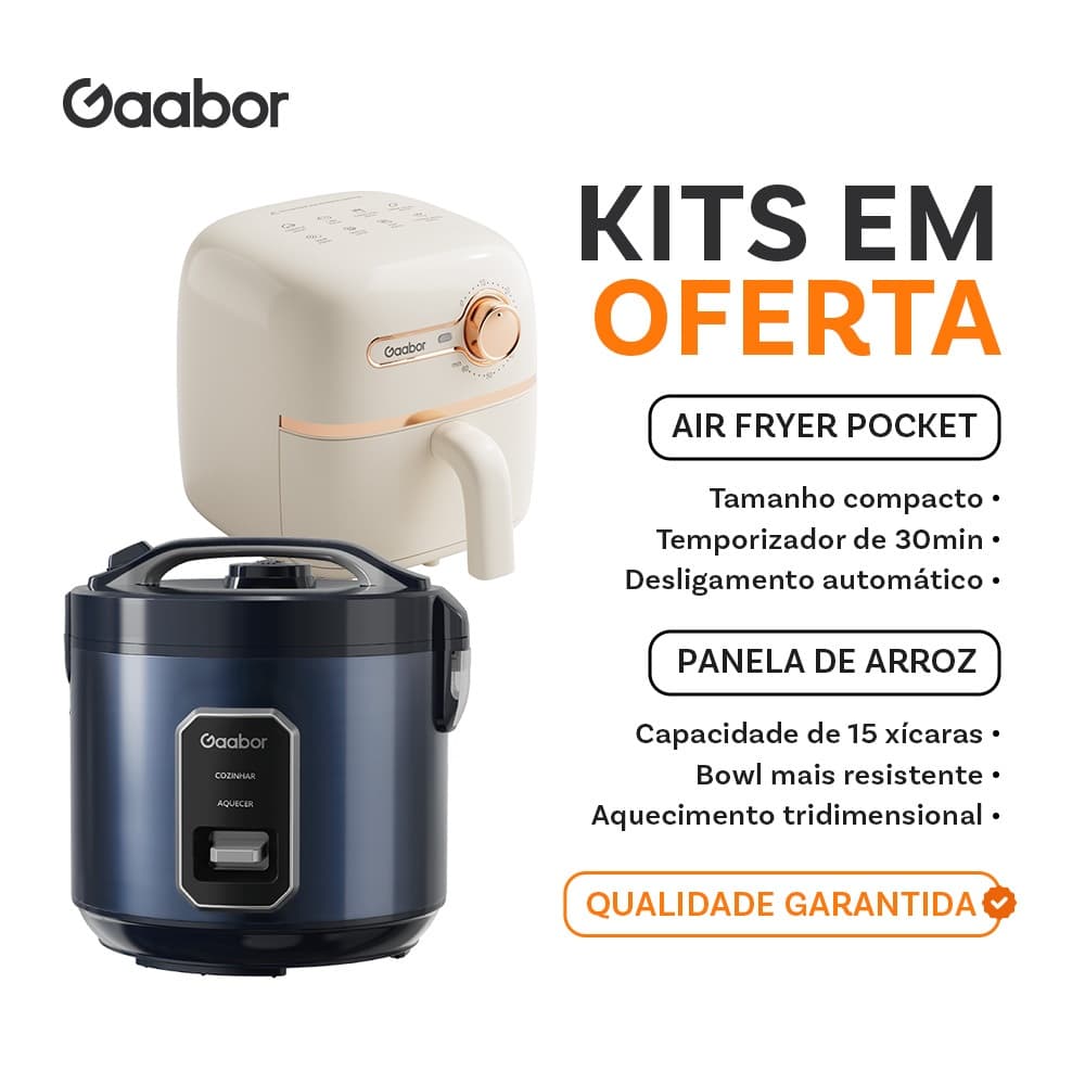 [Venda em conjunto] Gaabor Air Fryer 1,4L AF20M + Panela de Arroz Azul 5L RC-50M01A Antiaderente