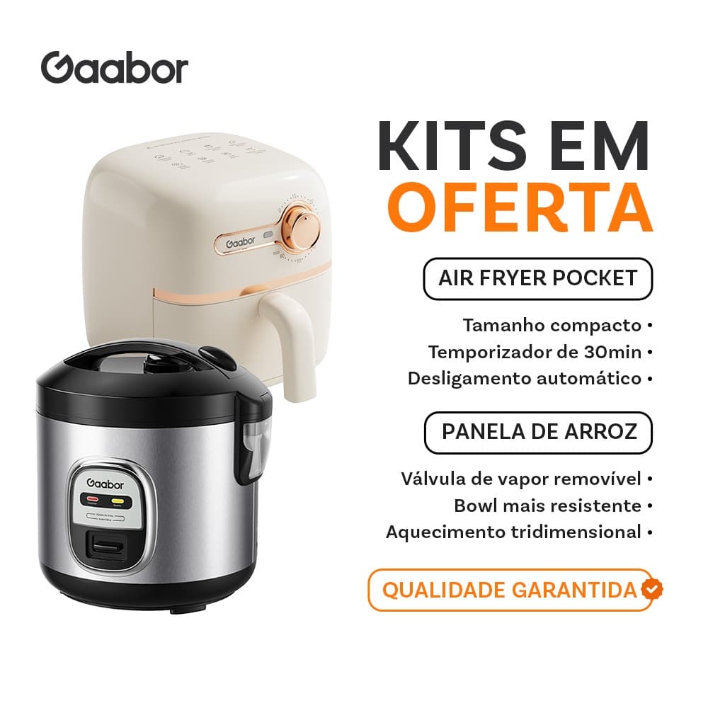[Venda em combo]Gaabor 1,4L Air Fryer AF20M+1L Rice Cooker RC20M Tecnologia antiaderente Facilidade de limpeza em ambos