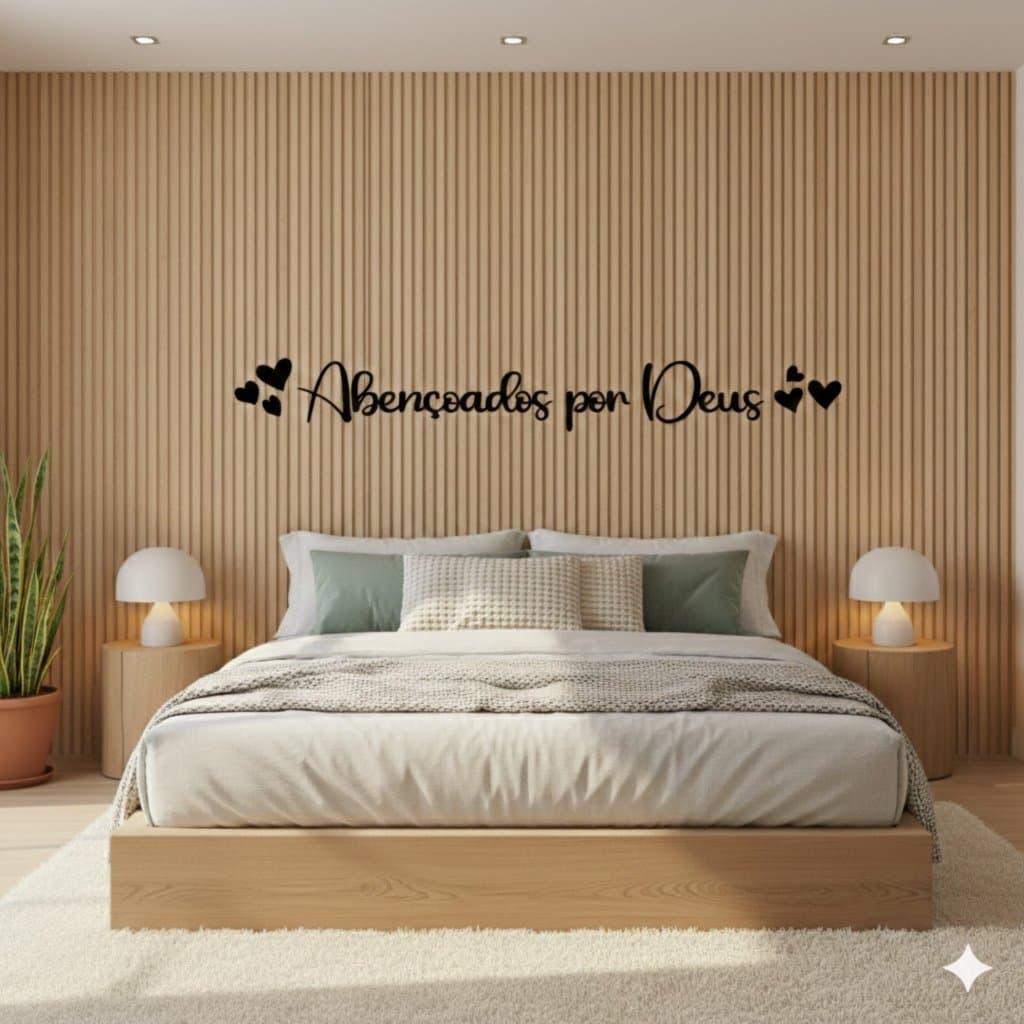 Quadro Decorativo Frase em Mdf Abençoados por Deus