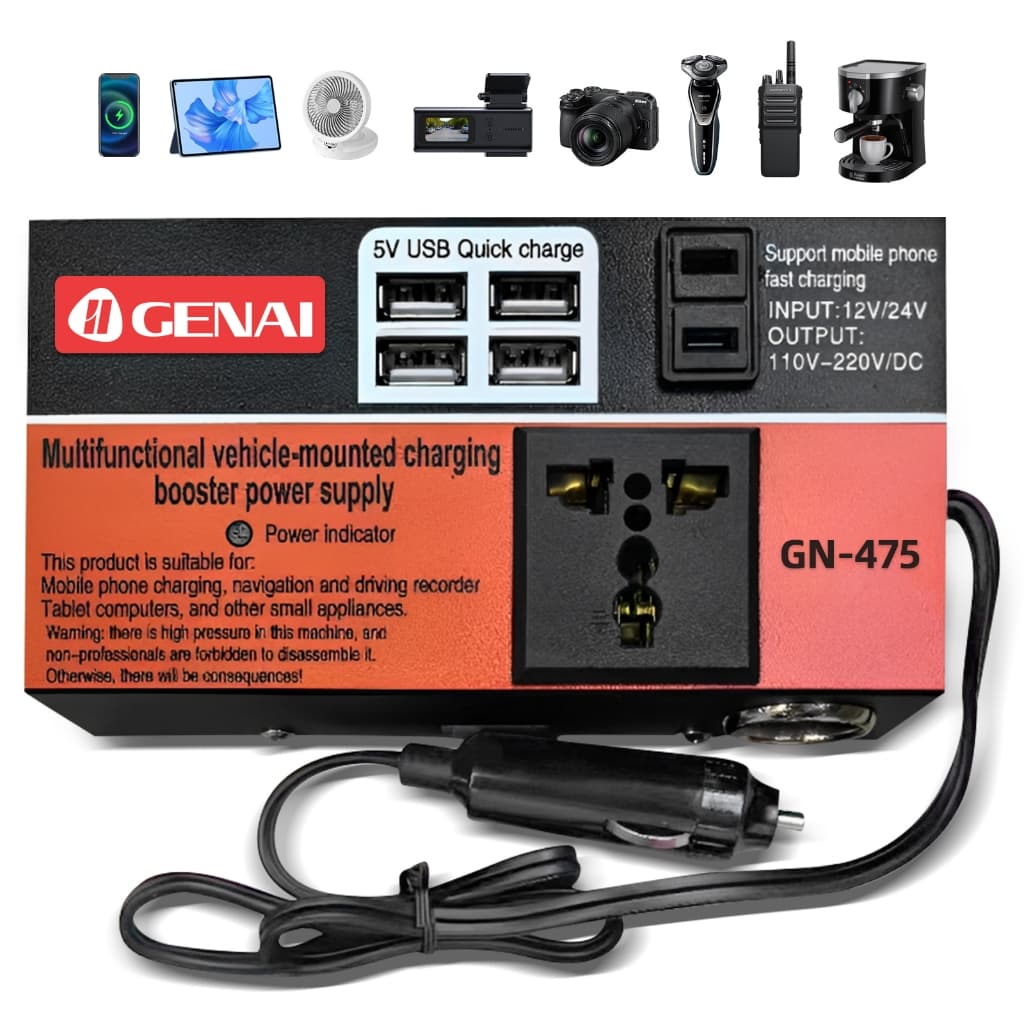 Dc 12V/24v Para 110V/220V Conversor 200W Inversor De Energia Do Carro Com 4 Portas Usb Carregador