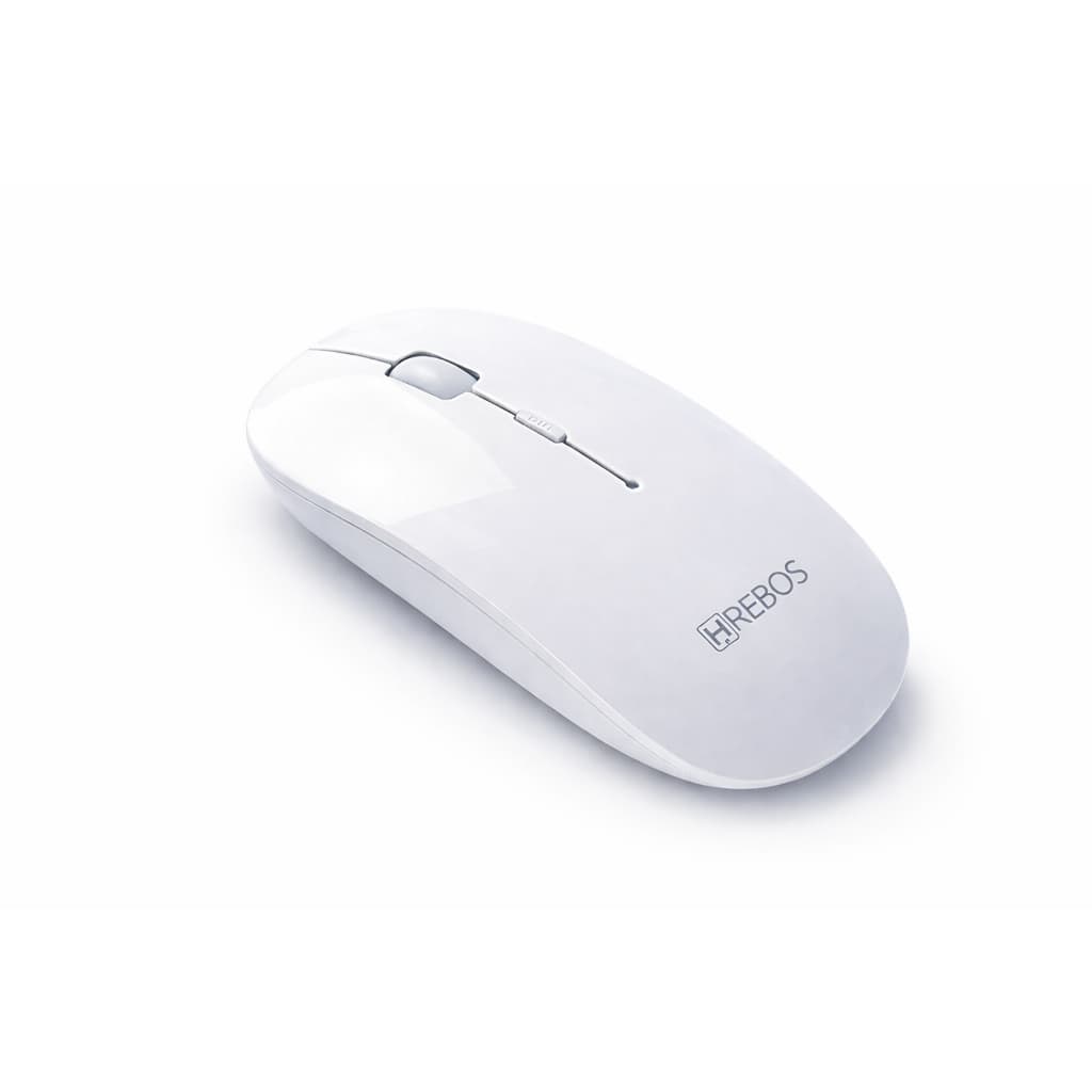 Mouse Sem Fio Hrebos HS-760 - Bluetooth - Silencioso, Preciso e Elegante - Branco