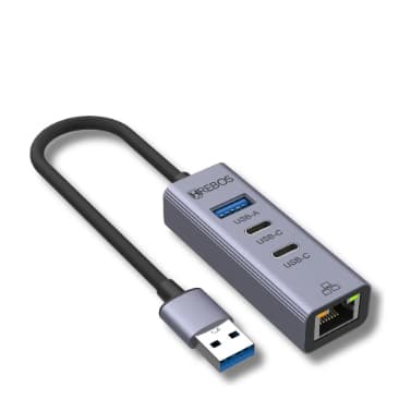 Hub USB Hrebos FlowHub AD-262 com RJ45 + USB-C e USB-A | Compacto e Plug & Play