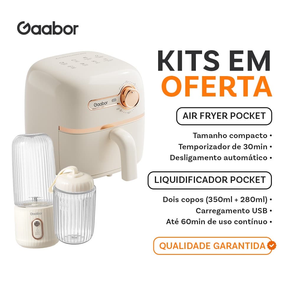 [Venda em conjunto] Gaabor Air Fryer 1,4L AF20M + Espremedor de Frutas Portátil USB 350 ml + 280 ml FP03T
