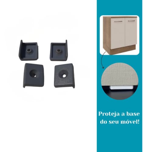 Sapata 14mm Plástico Invisivel Pesinho Proteção Para MDF/MDP Cinza + Parafuso