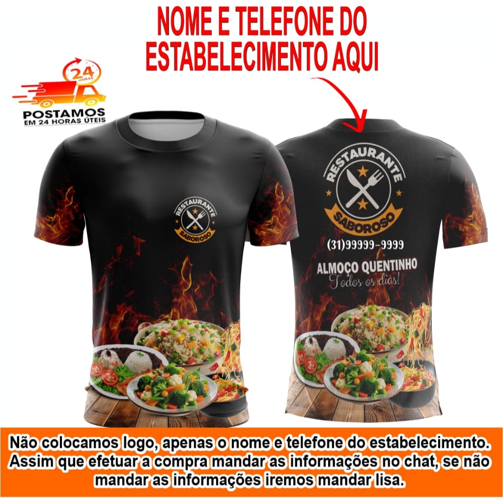 Camisa Restaurante Personalizada Uniforme para trabalhar