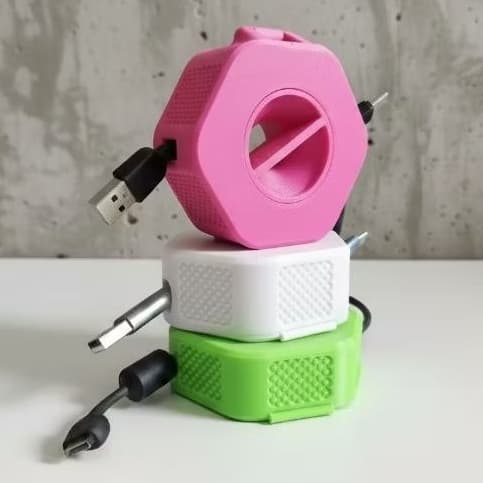 Organizador de Cabos Portátil Impressão 3D Enrolador de Fone e Carregador - Prático - Cabe na bolsa