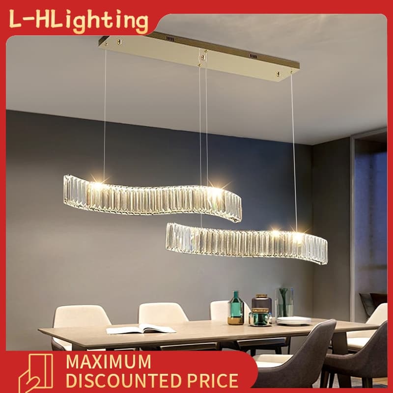 Lustre de cristal novo para sala de estar e cozinha, luminária decorativa de cristal