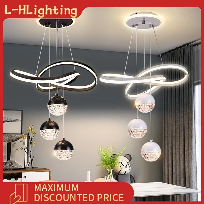 Luminária de teto para sala de estar e sala de jantar estilo nórdico com luz de 3 cores