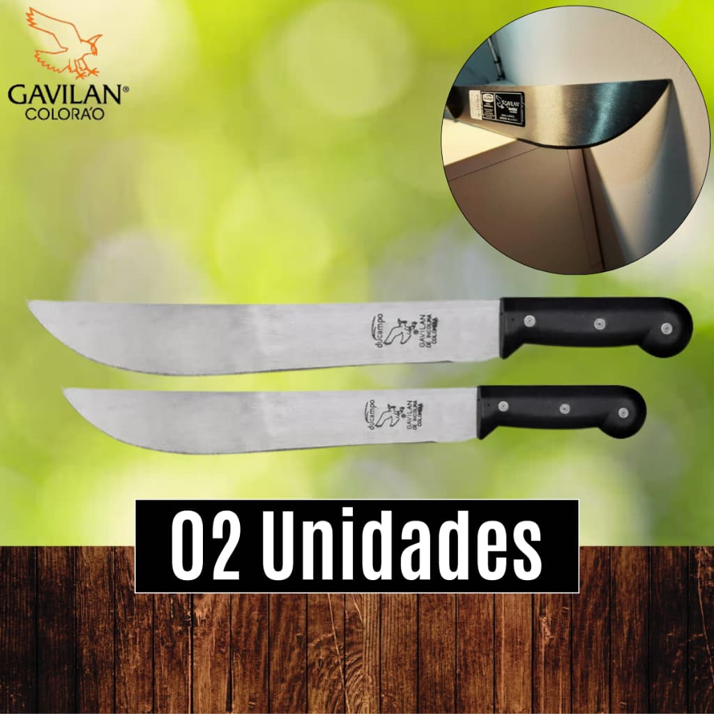 Cx 02 Unds Facão lâminas de 25cm e 30cm p/ galhos roça jardinagem pescarias - Gavilan Incolma