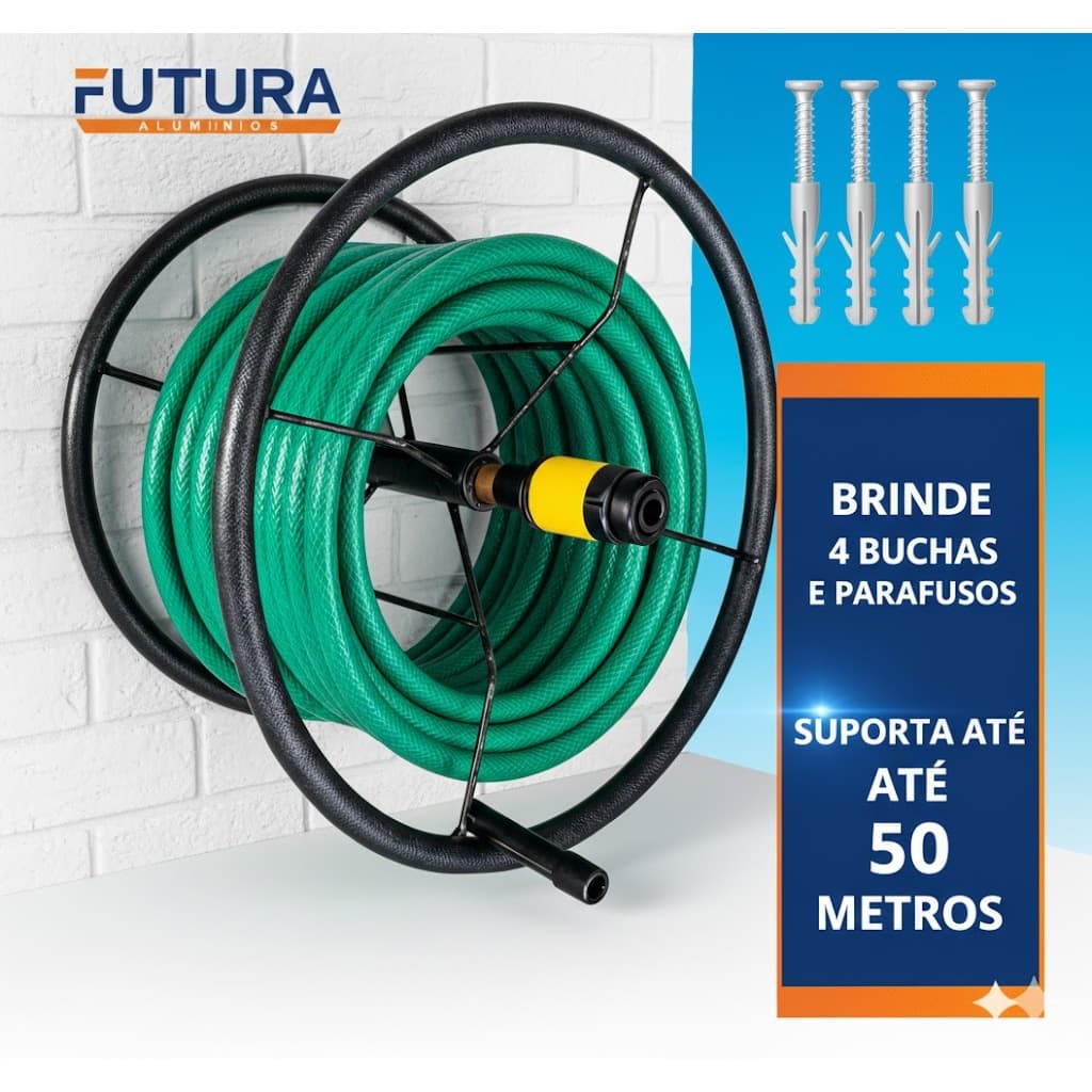 Suporte para mangueira de jardim giratório enrolador de mangueira 50 metros