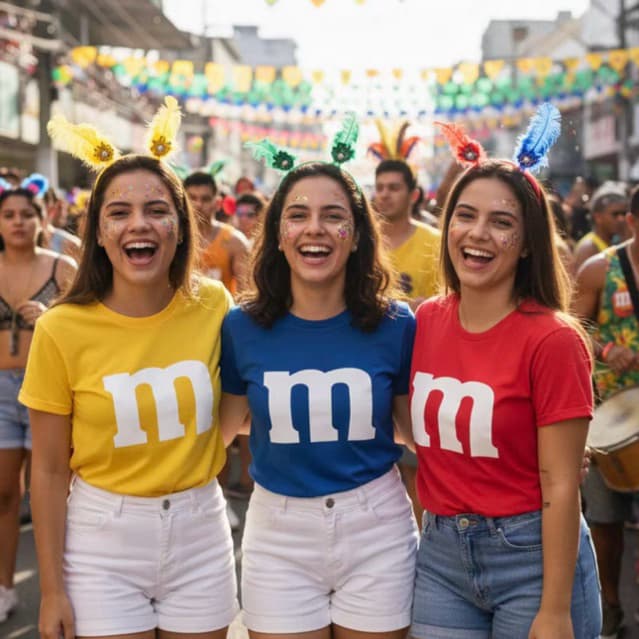 Camiseta Feminina/Masculina Fantasia para Carnaval Festa Mms M Confete PROMOÇÃO Algodão 100% Premium Estampa Digital