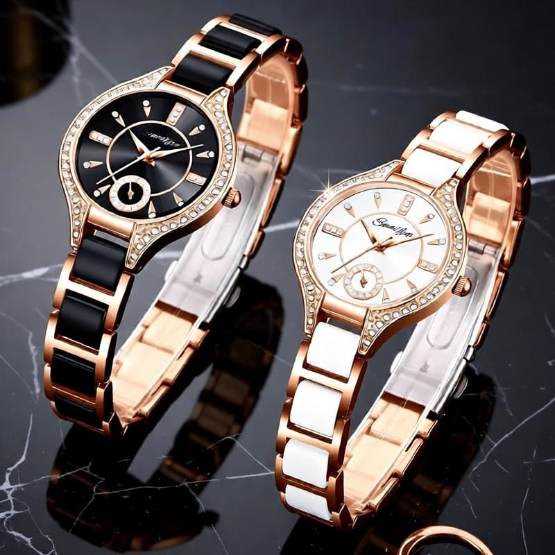 Relógio Feminino Sunlifex  Quartzo à Prova D'água, em Aço Inoxidável com Mostrador Redondo, um Acessório Fashion 8010