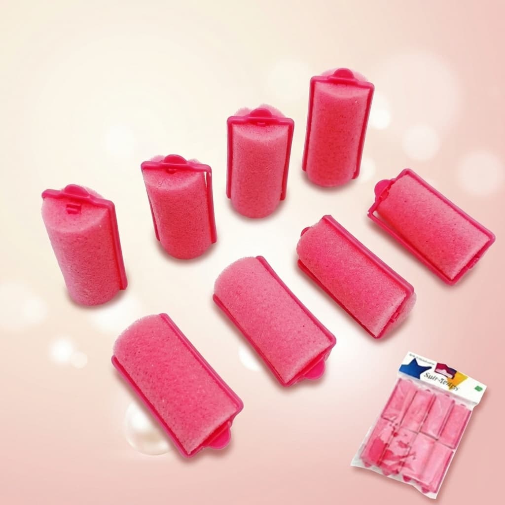 Kit 8 Bobes de Espuma Para Cachos - Modelador de Cabelo Rosa Sem Calor e Danos