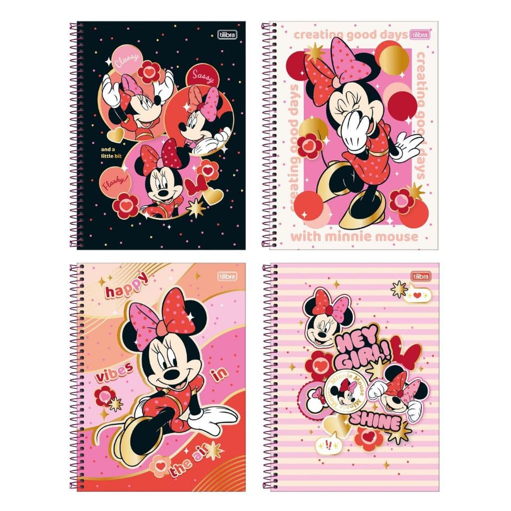 Caderno Espiral Capa Dura Universitário Connect 1 Matéria Minnie 80 Folhas Tilibra