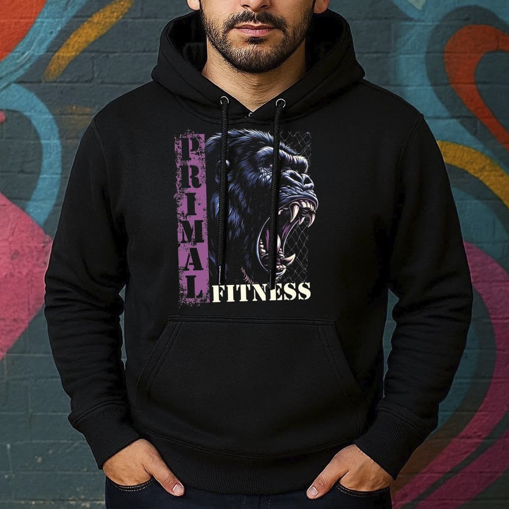 Blusa de Moletom Estampada Gorila Fitness Canguru Masculina Confortável Do Tamanho P ao GG