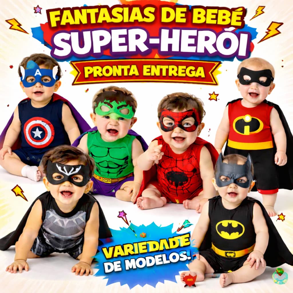 Roupa Bebê Macaquinho RomperTematicas Mesversario Conjunto Menino Herois Personagens Fantasias