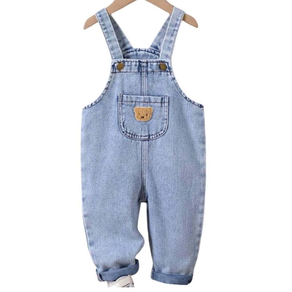 Jardineira Jeans Bebê Unissex Ursinho – Macacão Salopete Infantil Confortável