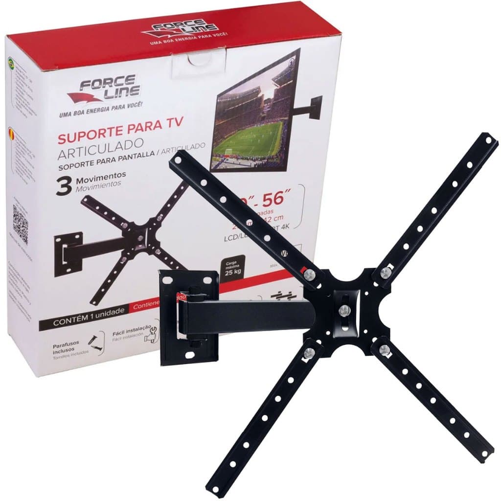 Suporte de TV Articulado com 3 Movimentos LCD LED Smartv 4k 10 a 56 Polegadas