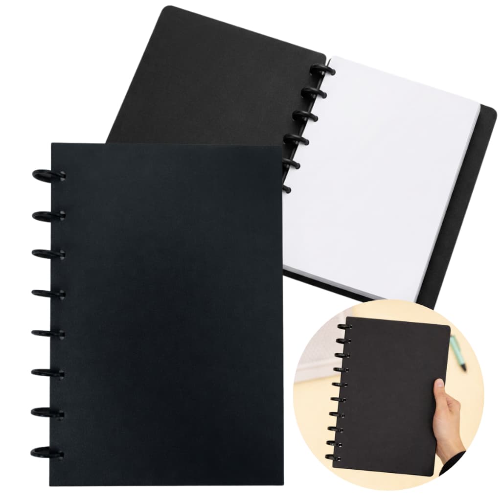 Caderno Inteligente Capa Dura Planner Escolar Diário 8 Discos 80 Folhas Sem Pauta Tamanho A5 Personalizado bullet journa