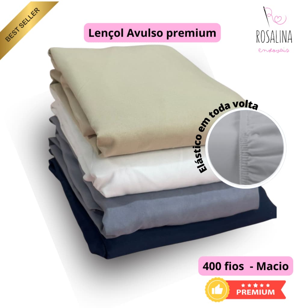 Lençol Com Elástico Avulso 400 Fios Micropercal Premium Poliéster Liso Super Macio Não Amassa