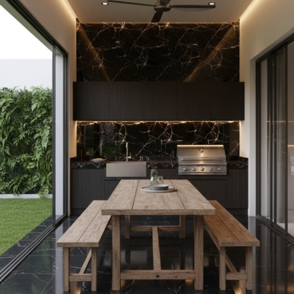 Placa Decorativa Adesiva Mármore Preto  – Fácil Aplicação
