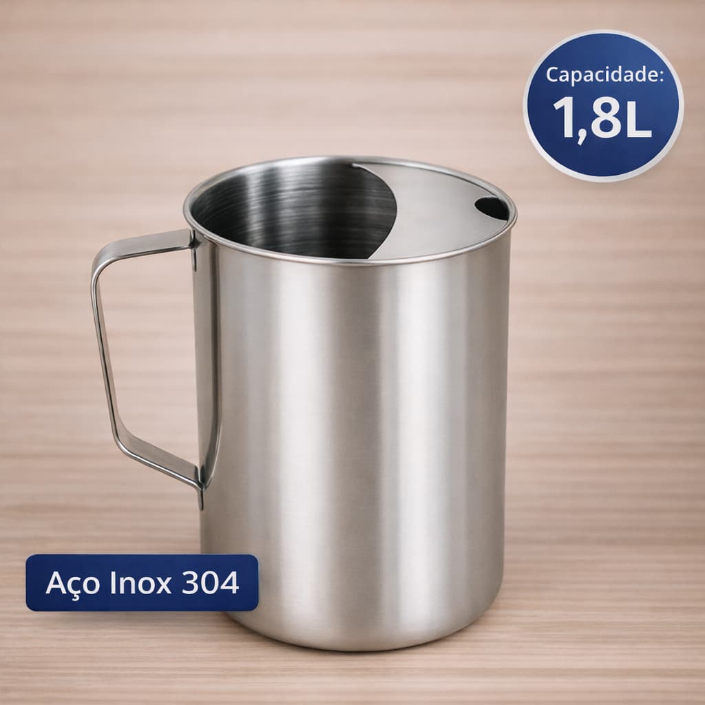 Jarra Aço Inox Água Suco Aparador De Gelo 1,8 Litros Cozinha Inoxidável Restaurante Buffet