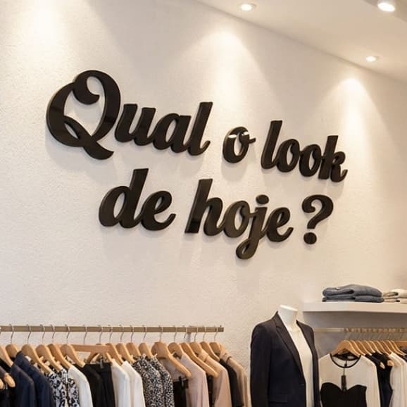 Frase Decorativa Qual o Look de Hoje? Letreiro em MDF 3mm Com Fita Dupla Face