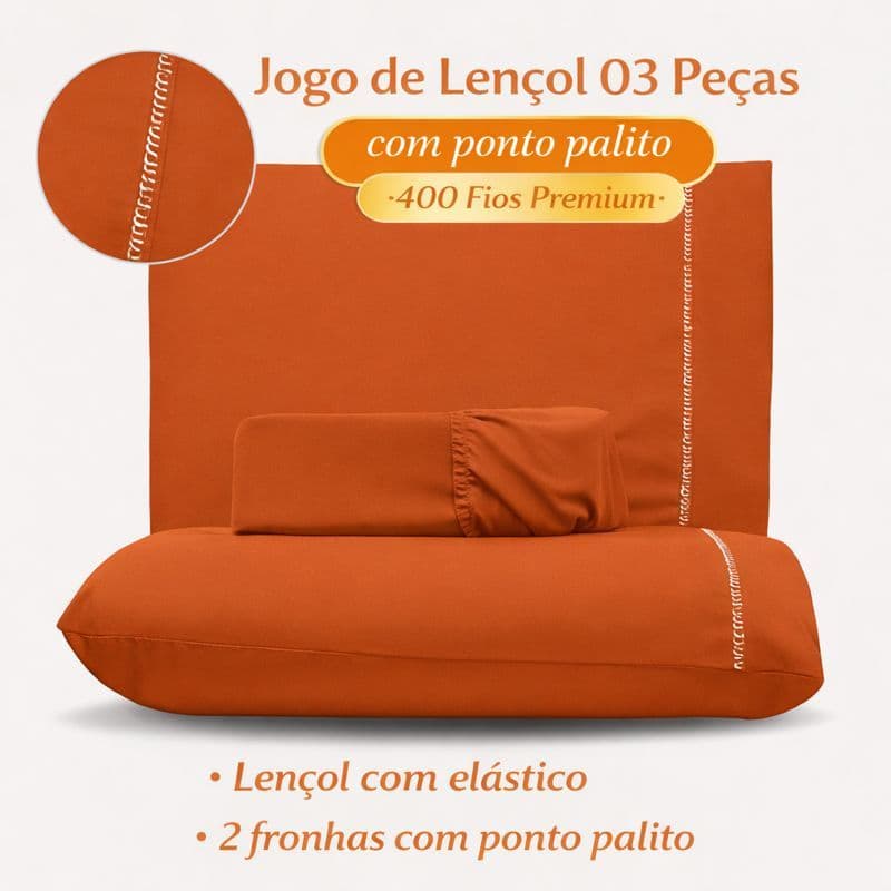 Kit Lençol Cama King Casal Queen Solteiro 400 fios Micropercal 3 pçs Ponto Palito