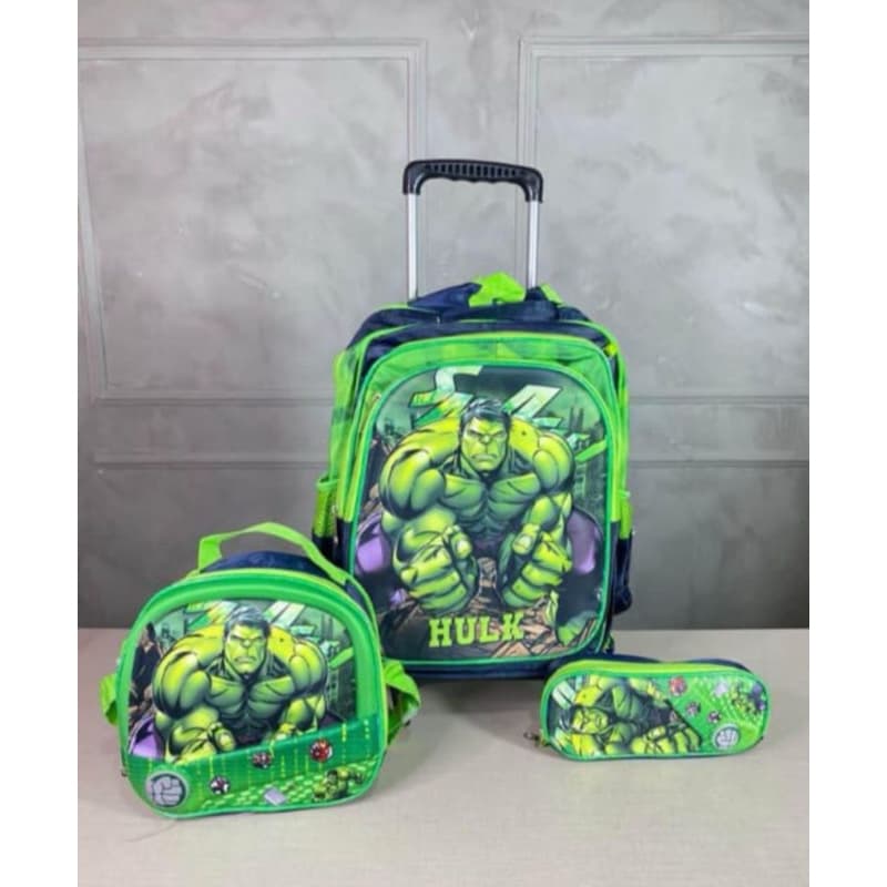 Mochila Escolar Hulk Patrulha Canina Impermeável com Rodinha Lancheira térmica Estojo Envio em 24horas