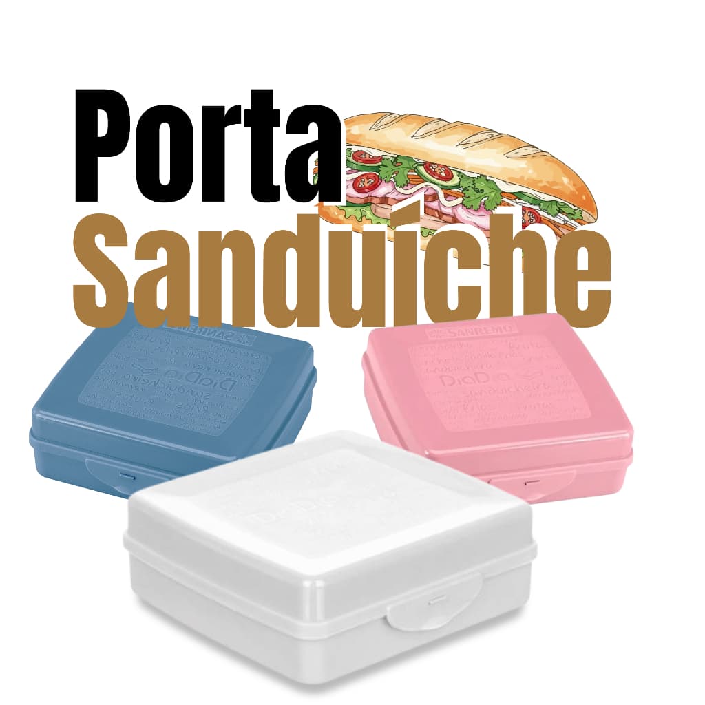 Porta Sanduiche Sanduicheira Lancheira Marmita Merenda Pote Plástico Azul Rosa Transparente