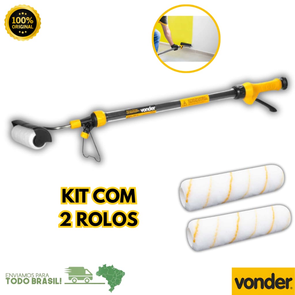 Rolo De Pintura Com Reservatorio Para Rolo de Tinta Vonder Profissional 2 Rolos de Espuma Premium
