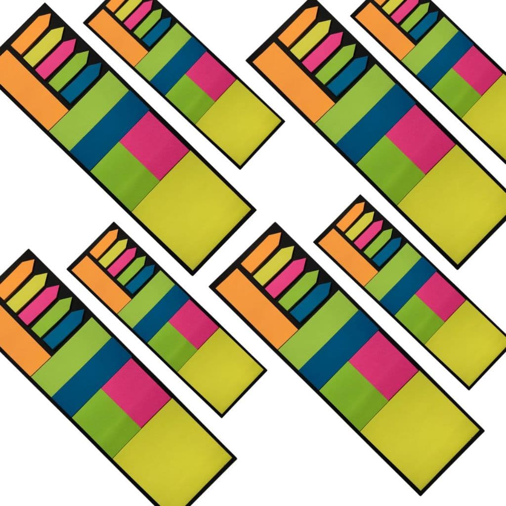 Kit de Notas Autoadesivas Coloridas e Diversos Formatos Bloco Cartela